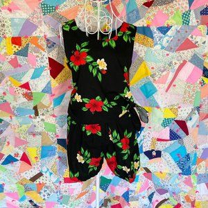 Vintage 80s 90s shorts and top Hawaiian matching set | XS-S  |  black red white